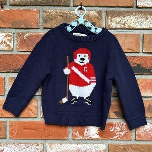 VINTAGE Hockey Bear Sweater (Navy)